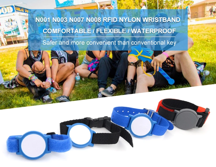 N001 N003 N007 N008 RFID Nylon Wristband Low Price Lady Walking Waterproof Wristband