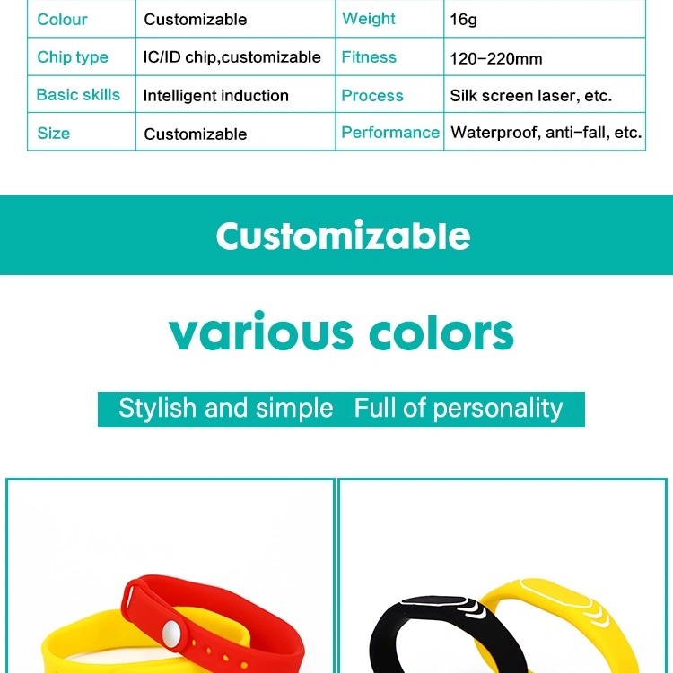 IC Chip F08 MIFARE S50 Ultralight OEM Design Factory Silicone Wristband